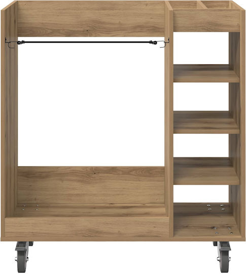 Golf Cabinet Wheels Monochrome Artisan Oak 90 x 45 x 98 cm 899470 Beige