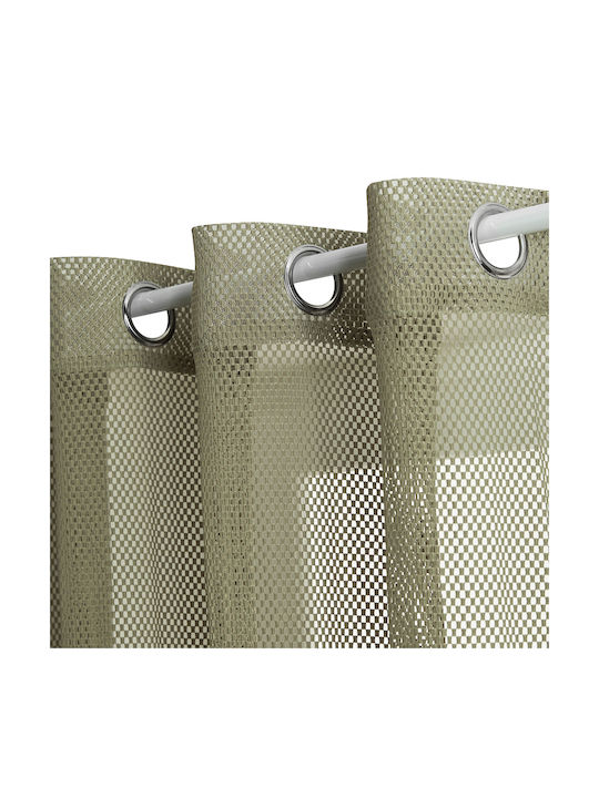 Κουρτίνα με Τρουκς Zina Khaki 140x240εκ.