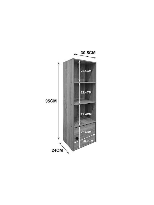 Βιβλιοθήκη Lenobia Λευκό 30.5x24x95εκ.