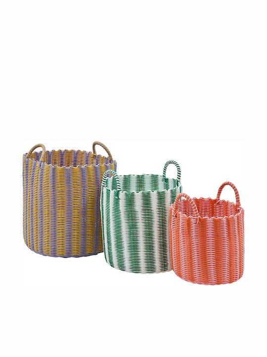 Coș De Depozitare Din Plastic Multicolor 3 Bucăți