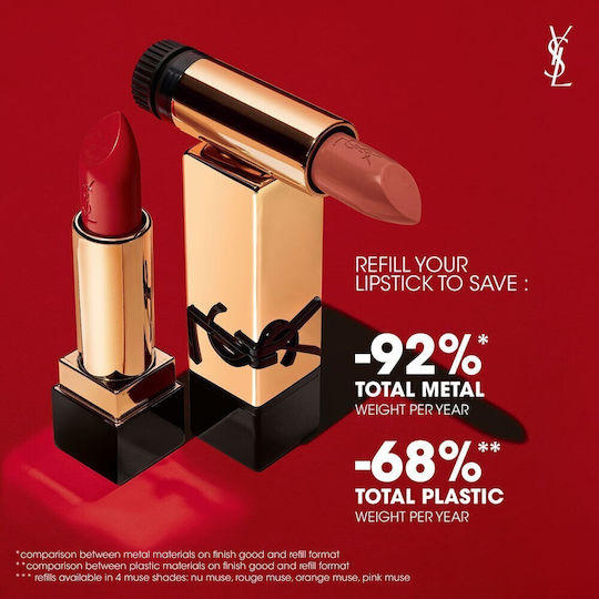 Ysl Rouge Pur Couture Пълнител Класическо Червило Пълнител Сатен ОМ Оранжев Муз 3.8гр