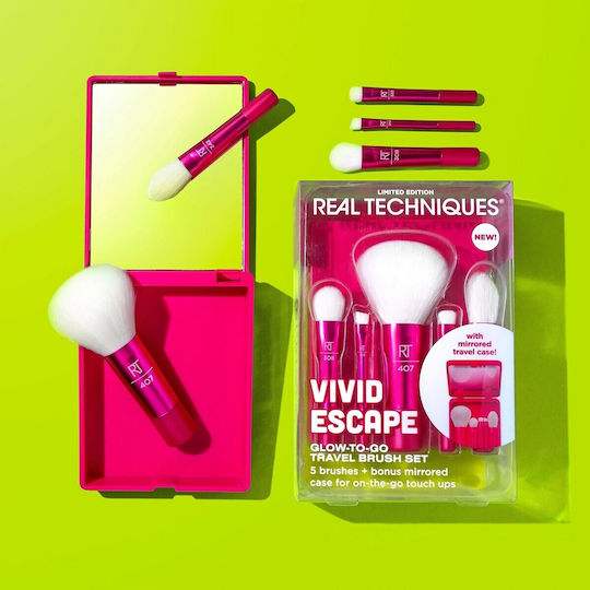 Real Techniques Glow To Go Travel Set Vivid Σετ Πινέλα Μακιγιάζ Ταξιδίου 4τμχ