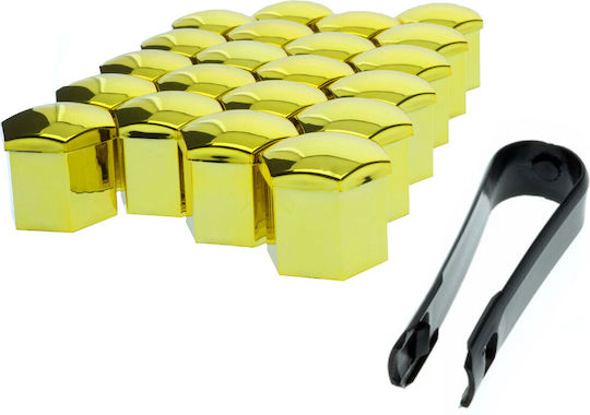 17 Mm Golden Bolt Caps 20 Pcs Set Wheel Rim Puller