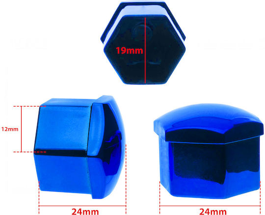 19 Mm Metallic Blue Bolt Covers 20 Pcs Easy Removal