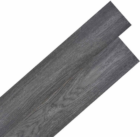 vidaXL Set Plastic Floor PVC With 36 Tiles 2mm L91.5xW15cm Black