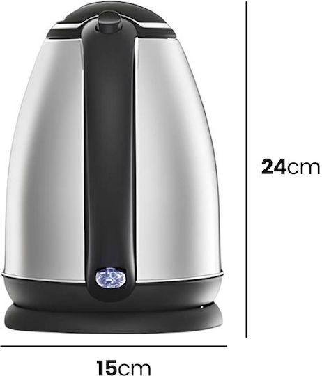 Avizar Elektrischer Wasserkocher 2l 1500w In Edelstahl Automatischer Abschalt Black Silber