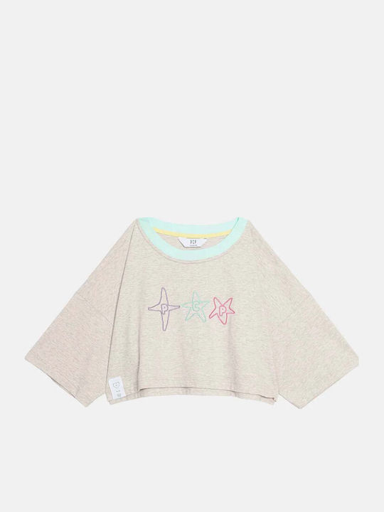 Women's Crop Top Short Sleeve Gray