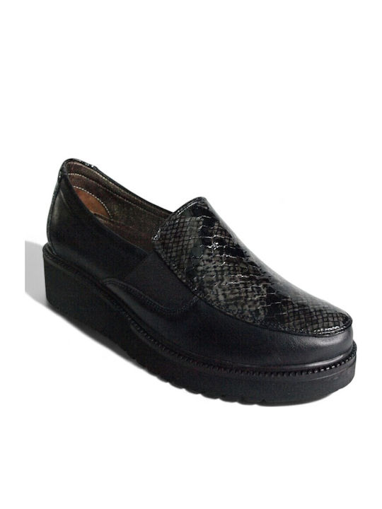 Δερμάτινα Γυναικεία Loafers σε Μαύρο Χρώμα