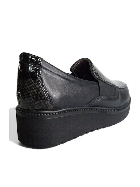 Δερμάτινα Γυναικεία Loafers σε Μαύρο Χρώμα