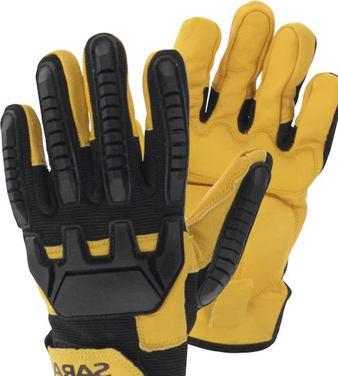 Sara Workwear Safety Gloves Black Leather