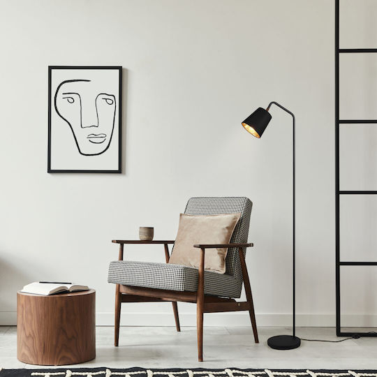 Trio Lighting Floor Lamp H148xW35cm. with Socket for Bulb E27 Black