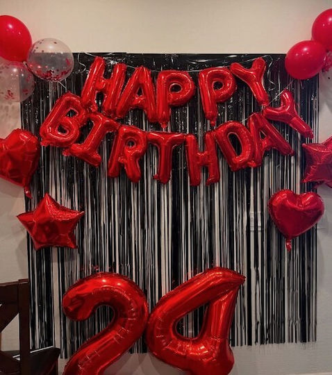 Σετ Κόκκινα Μπαλόνια Φράση Happy Birthday 13 Τεμ