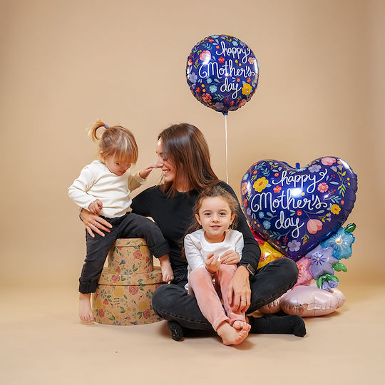 Balloon Jumbo Heart Blue Floral 71cm