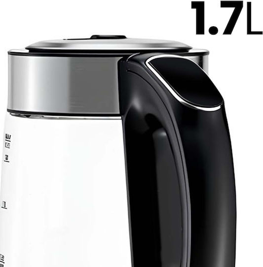 Avizar Електрическа Кана 1.7л 2000w Боросиликатно Стъкло Регулиране На Температура Прозрачна