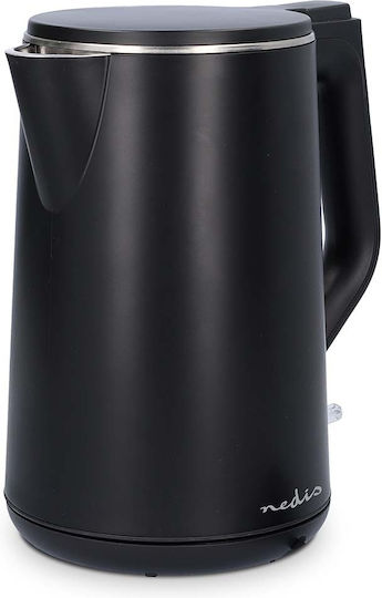 Nedis 1.5l Plastic Electric Kettle 2200w Rotary Strix Controller Black