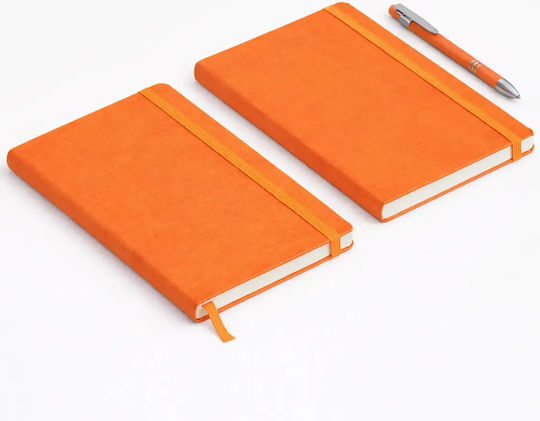 Pyrographic Leatherette Notebook Ruled with Elastic Orange 13x21cm