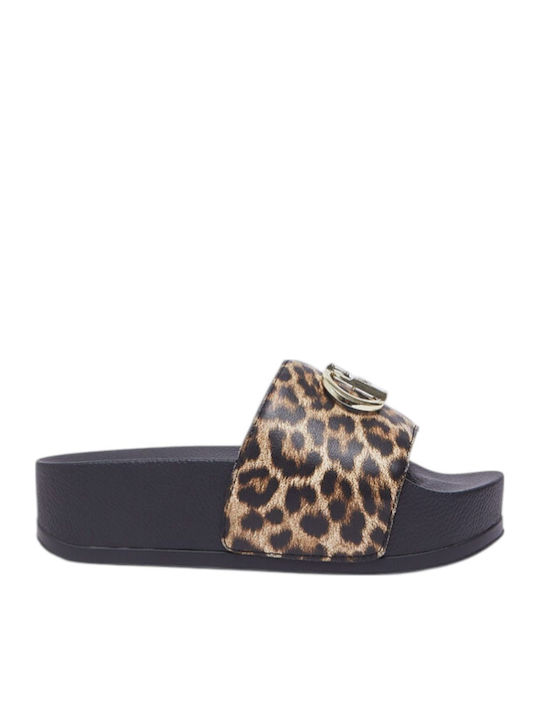 Women's Summer Platform Shoes in Brown Slipper Style