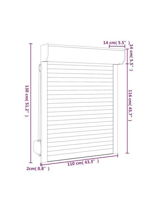 vidaXL Παντζούρι Ρολό Αλουμινίου Π110xΥ130cm