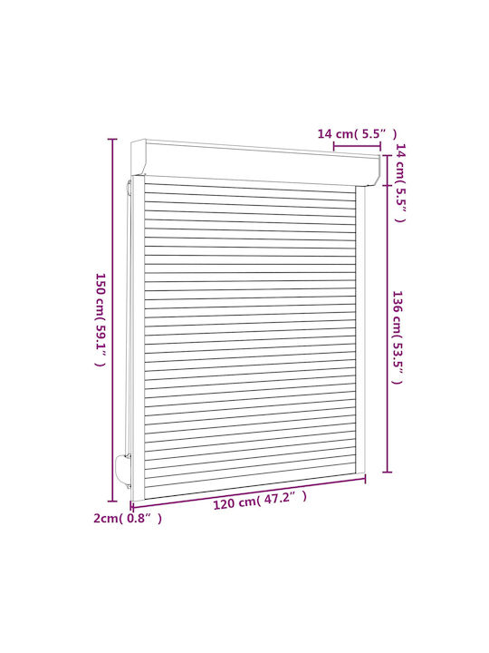 vidaXL Aluminum Roller Shutter W120xH150cm
