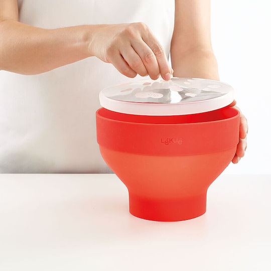 Popcorn Preparation Cup For Microwave Oven 1009035 2.8 Liters Ø20x14.5 cm Up To 3 People 60 To +220c Red
