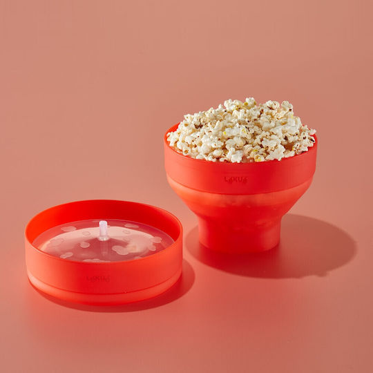 Popcorn Preparation Cup For Microwave Oven 1009035 2.8 Liters Ø20x14.5 cm Up To 3 People 60 To +220c Red