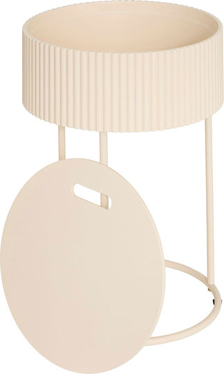 Masă Laterală Rotundă Juna Din Lemn Ecru L33xL48cm