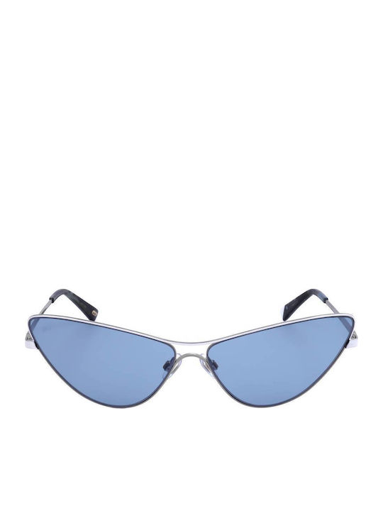 Web Women's Sunglasses with Silver Metal Frame and Blue Lens WE0269 34V