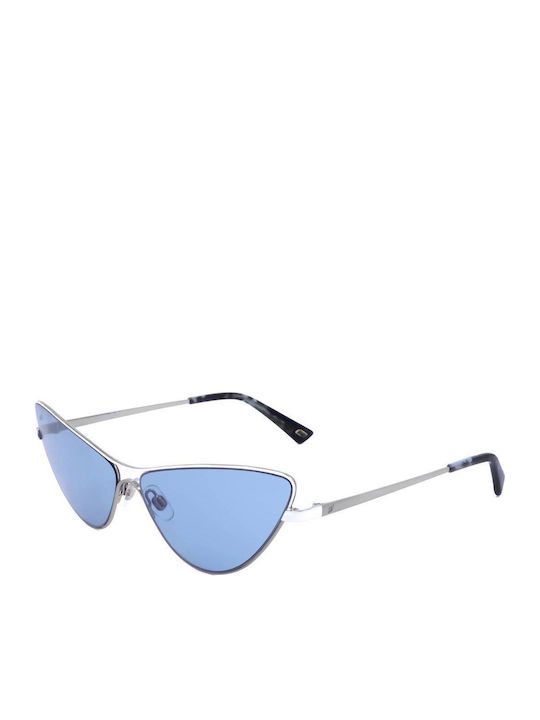 Web Women's Sunglasses with Silver Metal Frame and Blue Lens WE0269 34V