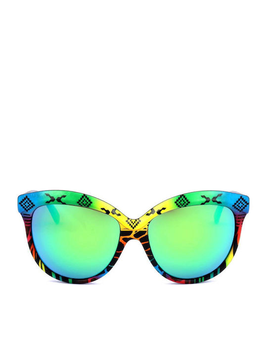 Italia Independent Women Sunglasses with Black Horn-Rimmed Frame and Multicolour Lens 0092INX.149.000