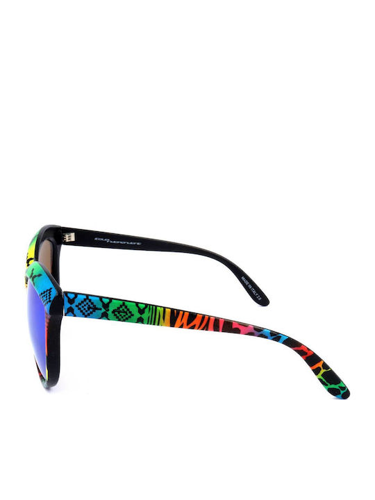 Italia Independent Women Sunglasses with Black Horn-Rimmed Frame and Multicolour Lens 0092INX.149.000
