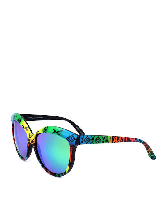Italia Independent Women Sunglasses with Black Horn-Rimmed Frame and Multicolour Lens 0092INX.149.000