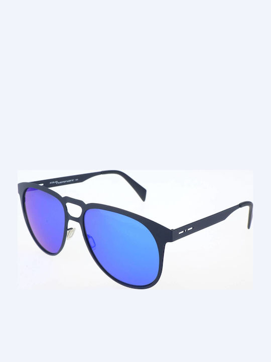 Italia Independent Men's Sunglasses with Navy Blue Metal Frame and Blue Mirror Lens 0501.021.000