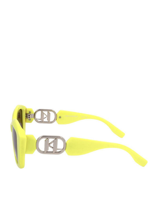 Karl Lagerfeld Women's Sunglasses with Yellow Plastic Frame and Brown Lens KL6102S-703