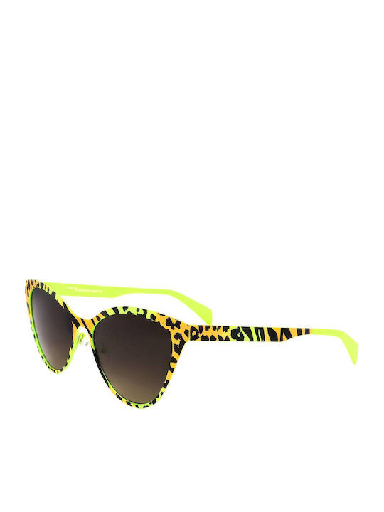 Italia Independent Women's Sunglasses with Yellow Metal Frame 0022.ZEB.055