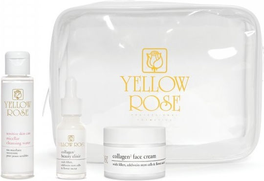 Yellow Rose Collagen 2 Mini Skin Care Set for Moisturizing & Facial Cleaning
