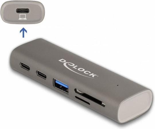 DeLock USB Хъб 3 Порта USB 3.2 с USB-C Връзка Сив
