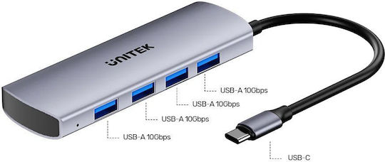 Unitek USB-C Hub 4xUSB-A 10Gbps & USB-C Strom Port H1112e