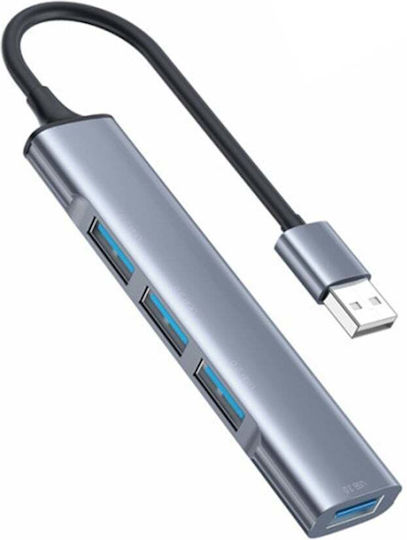 Usb Hub 4 In 1 Usb 3.0 To 1x Usb 3.0 3x Usb 2.0 Aluminum Yesido Gray