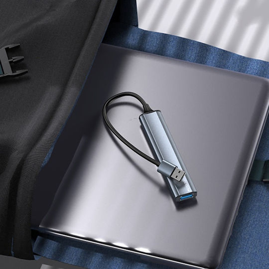 Usb Hub 4 In 1 Usb 3.0 To 1x Usb 3.0 3x Usb 2.0 Aluminum Yesido Gray