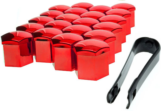 Set Instalare Protectoare Capace Metalice cu Șurub 19 Mm Roșii 20 Bucăți