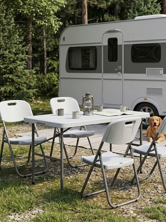 Plastic Outdoor Catering Table Foldable with Metal Frame Capri Ice White 120x60x74cm