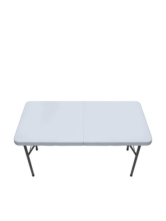 Plastic Outdoor Catering Table Foldable with Metal Frame Capri Ice White 120x60x74cm