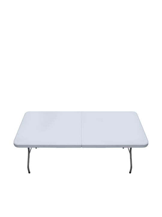 Plastic Outdoor Catering Table Foldable with Metal Frame Capri Ice White 152x70x74cm