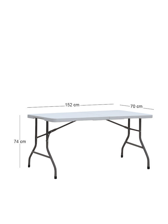 Plastic Outdoor Catering Table Foldable with Metal Frame Capri Ice White 152x70x74cm