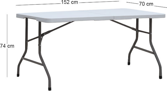 Masă Plastic Catering Exterior Pliabilă cu Cadru Metalic Capri Alb Gheață 152x70x74cm