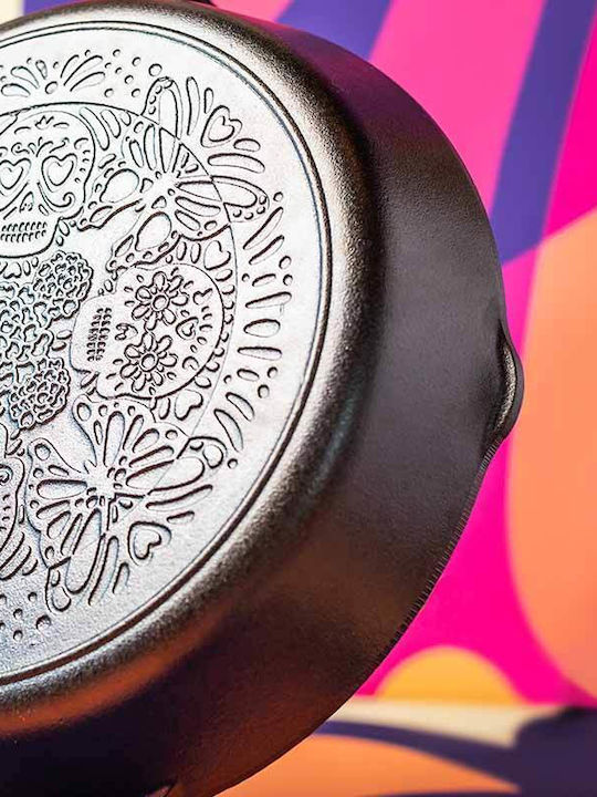 Lodge Sugar Skull Cast Iron Pan with Lid with Non-Stick Coating 30.48cm