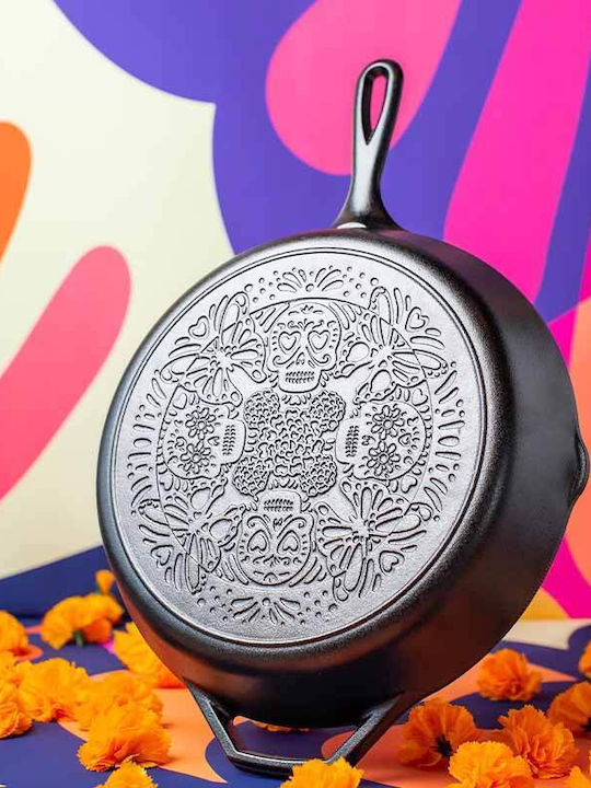 Lodge Sugar Skull Cast Iron Pan with Lid with Non-Stick Coating 30.48cm