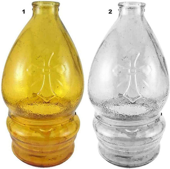 Glass Vigil Oil Lamp Candle Cup Holder Yellow 11x11x20cm Code 0443