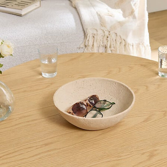 Pakketo Serio Decorative Bowl Polyresin Beige 24.5x24.5x7.5cm
