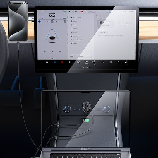 Yesido Încărcător Auto Cu Mufă De Brichetă 100W Încărcare Rapidă Cu Porturi 1xUSB-A 1xType-C Culoare Neagră